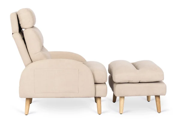 Scaun de relaxare HENRY cu suport pentru picioare, bej