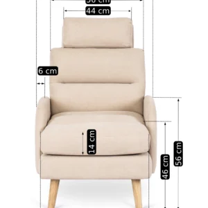 Scaun de relaxare HENRY cu suport pentru picioare, bej