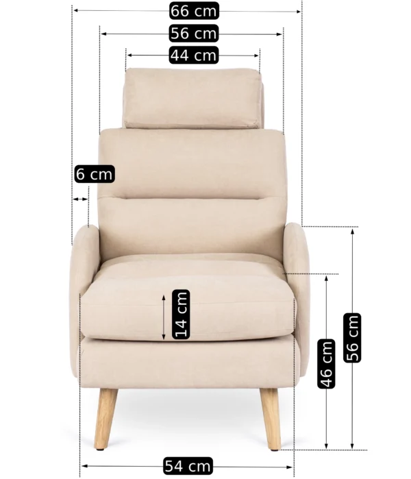 Scaun de relaxare HENRY cu suport pentru picioare, bej
