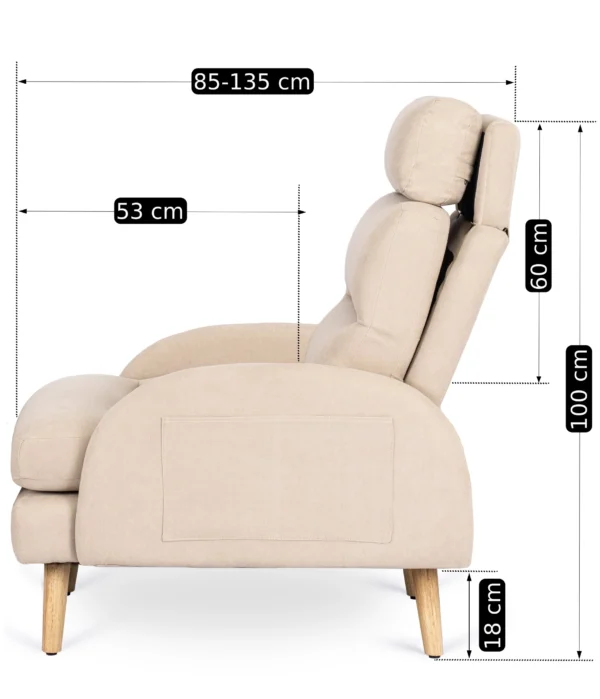 Scaun de relaxare HENRY cu suport pentru picioare, bej