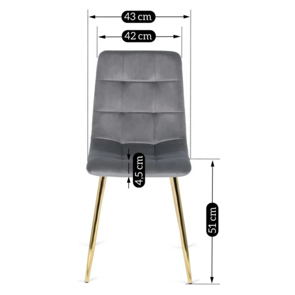 Scaun YORK din velur gri