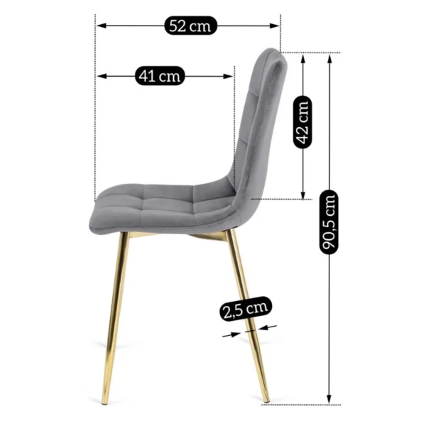 Scaun YORK din velur gri