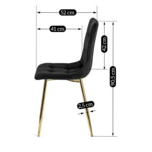 Scaun YORK din velur negru