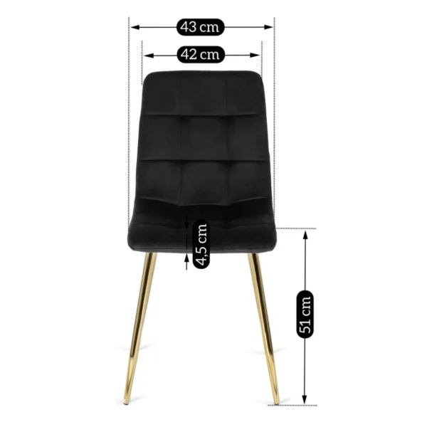 Scaun YORK din velur negru