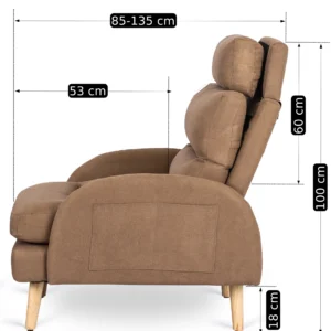 Fotoliu reclinabil HENRY cu suport pentru picioare, maro