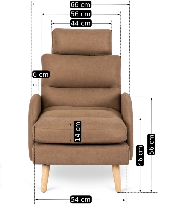 Fotoliu reclinabil HENRY cu suport pentru picioare, maro