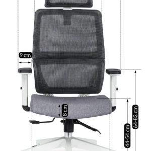 Scaun pivotant ergonomic NICKI, gri