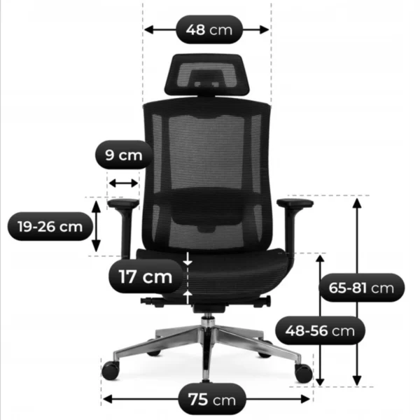 product-2003-6 DYLAN Fotoliu pivotant ergonomic negru — MOBILA