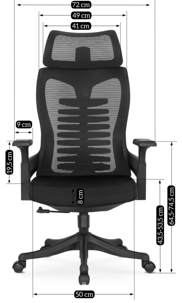 Scaun ergonomic pivotant CARET, negru