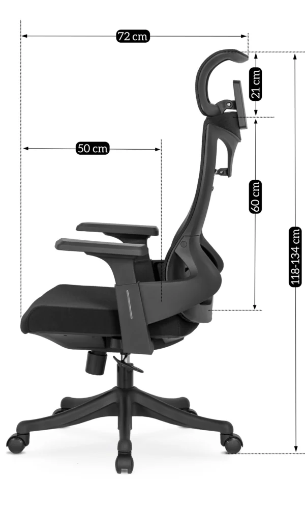 Scaun ergonomic pivotant CARET, negru