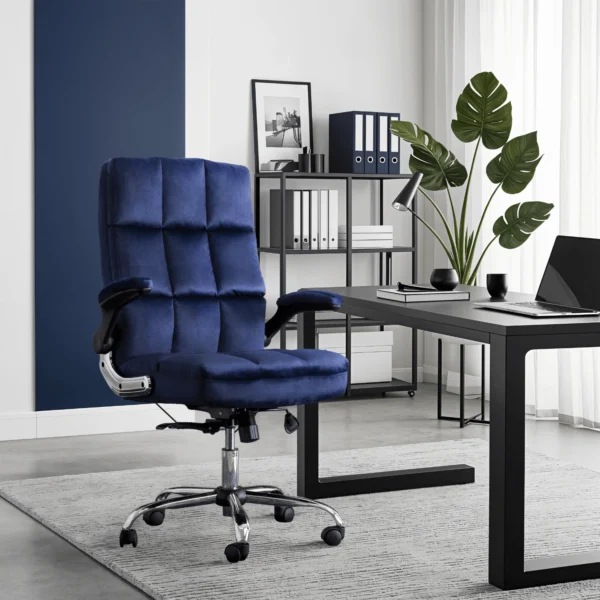 Scaun pivotant LONDON din velur albastru închis