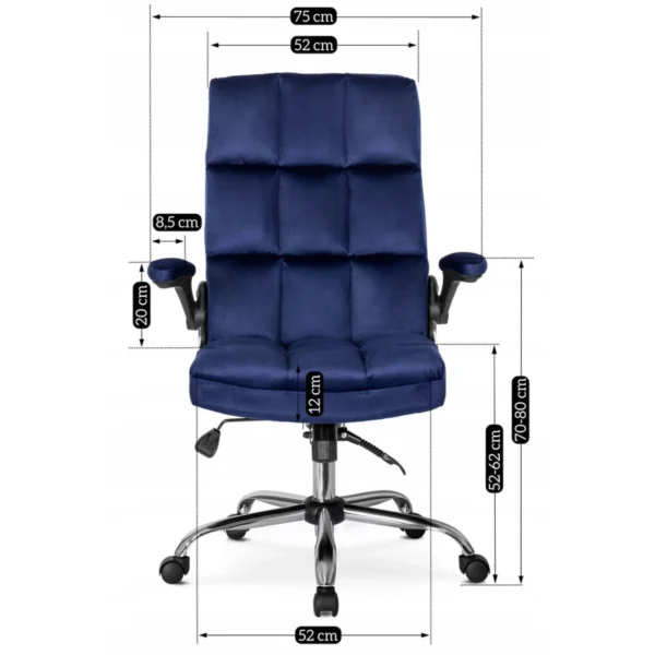 Scaun pivotant LONDON din velur albastru închis