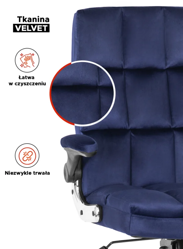 Scaun pivotant LONDON din velur albastru închis