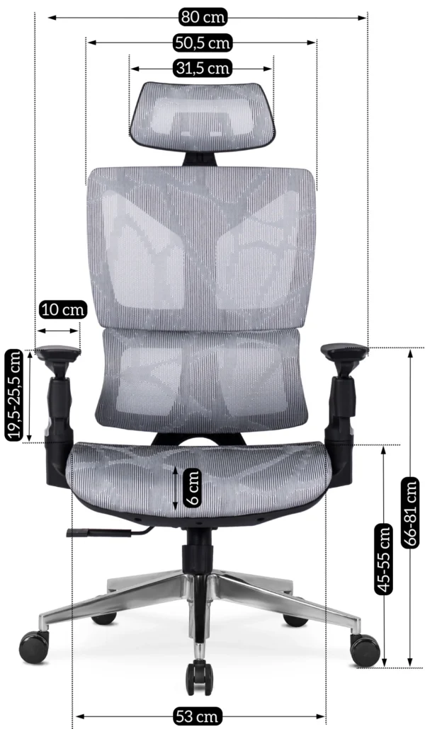 Scaun pivotant MARTIN Ergonomic Gri