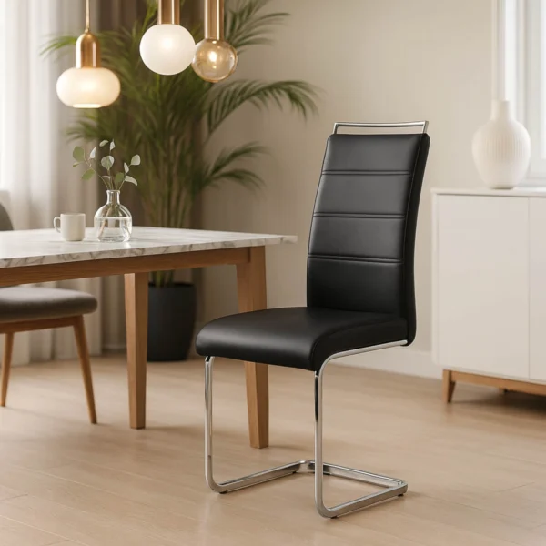 Scaun LOCA din piele ecologică neagră