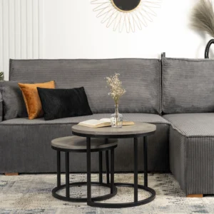 Set de măsuțe ROCKY beton/negru — Măsuțe și banchete