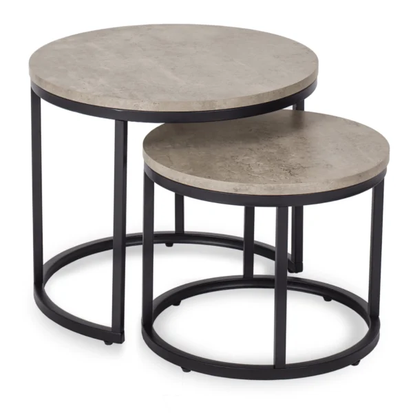 Set de măsuțe ROCKY beton/negru — Măsuțe și banchete
