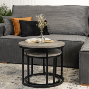 Set de măsuțe ROCKY beton/negru — Măsuțe și banchete