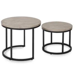 Set de măsuțe ROCKY beton/negru — Măsuțe și banchete