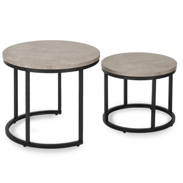 Set de măsuțe ROCKY beton/negru — Măsuțe și banchete