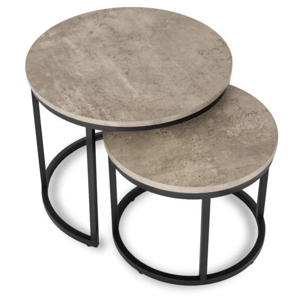 Set de măsuțe ROCKY beton/negru — Măsuțe și banchete