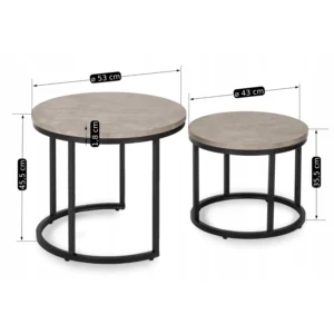 Set de măsuțe ROCKY beton/negru — Măsuțe și banchete