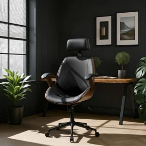 Scaun pivotant FABIAN Nuc/Piele ecologică neagră