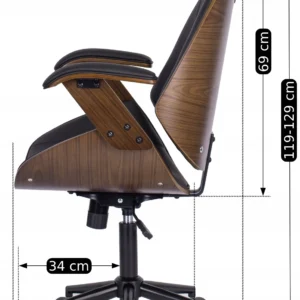 Scaun pivotant FABIAN Nuc/Piele ecologică neagră