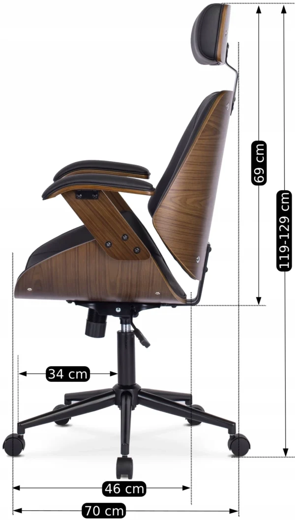 Scaun pivotant FABIAN Nuc/Piele ecologică neagră