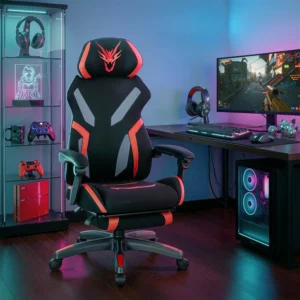 Scaun de gaming pivotant MAXIMO negru/roșu