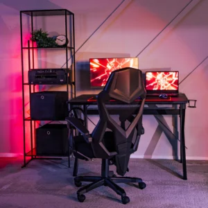 product-2397-3 Scaun pivotant BING Gaming cu suport pentru picioare, negru