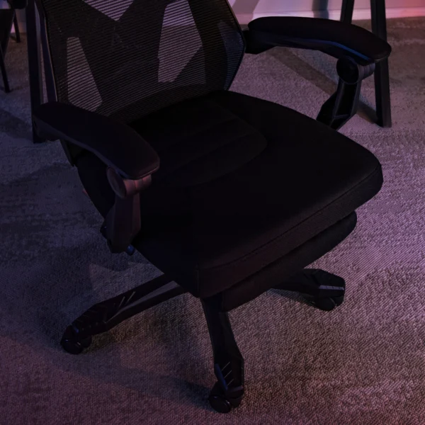 product-2397-4 Scaun pivotant BING Gaming cu suport pentru picioare, negru