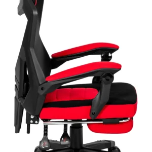 product-2411-2 Scaun pivotant pentru jocuri BING cu suport pentru picioare, negru/roșu