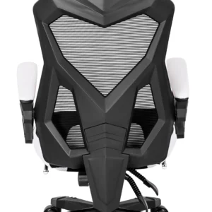 Scaun pivotant BING Gaming cu suport pentru picioare, negru/alb