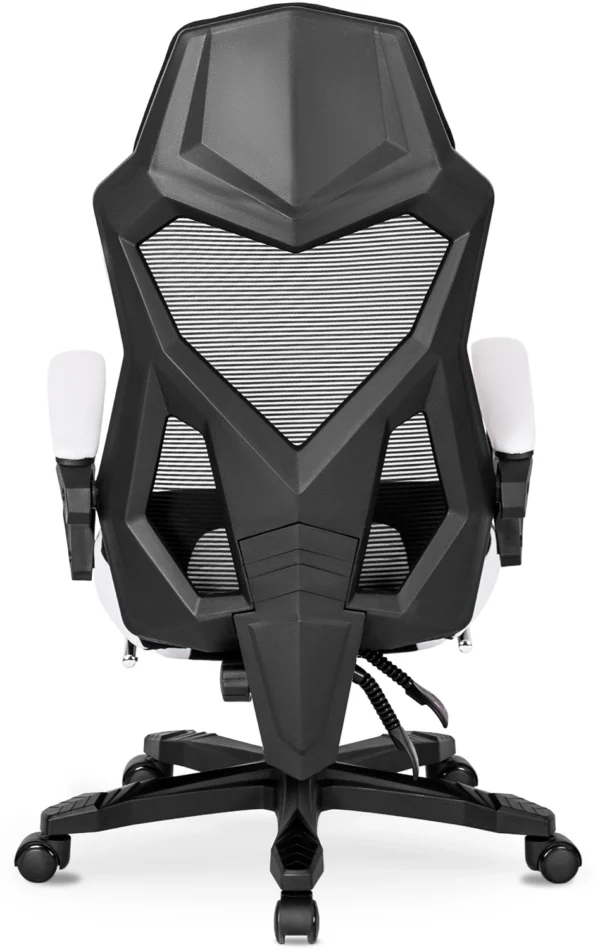 Scaun pivotant BING Gaming cu suport pentru picioare, negru/alb