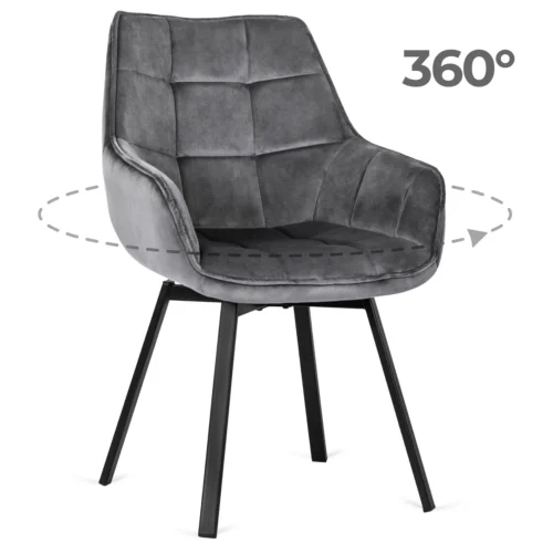 Scaun pivotant LUNA din velur gri