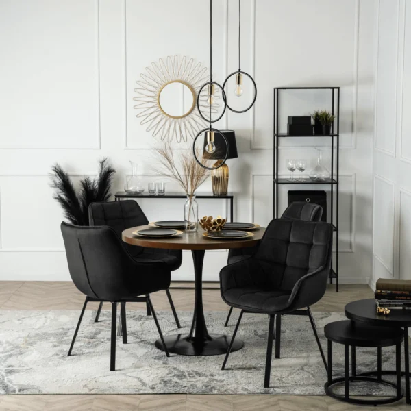 Scaun pivotant LUNA, catifea neagră