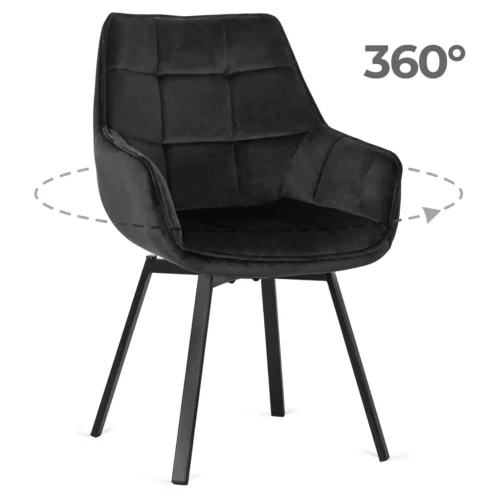 Scaun pivotant LUNA, catifea neagră