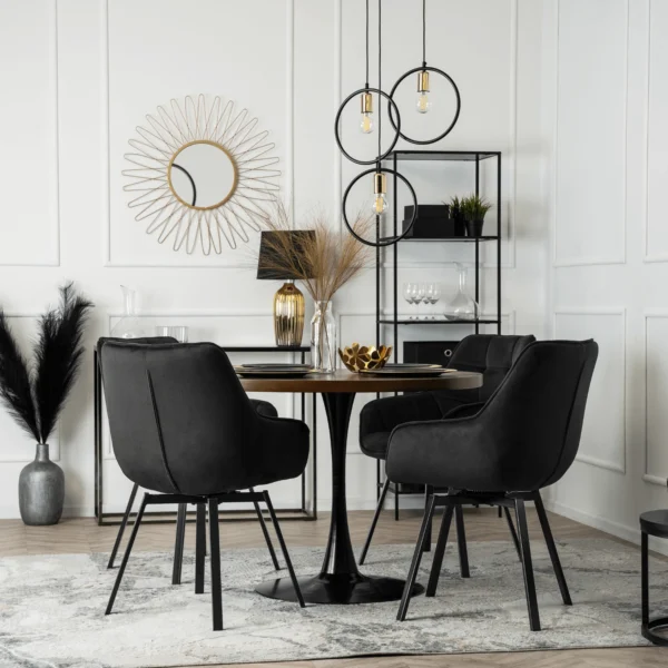 Scaun pivotant LUNA, catifea neagră