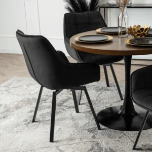 Scaun pivotant LUNA, catifea neagră