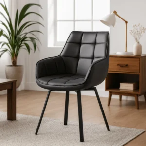 Scaun pivotant LUNA, piele ecologică neagră