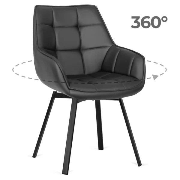 Scaun pivotant LUNA, piele ecologică neagră