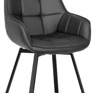 Scaun pivotant LUNA, piele ecologică neagră