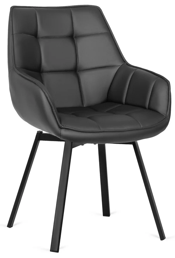 Scaun pivotant LUNA, piele ecologică neagră