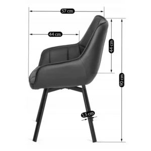 Scaun pivotant LUNA, piele ecologică neagră