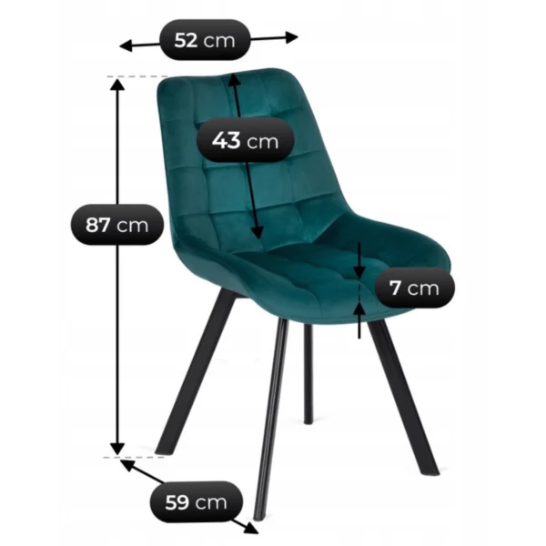 Scaun RICK din velur turcoaz