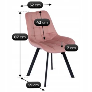 Scaun RICK din velur roz