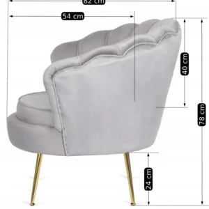 Fotoliu ANGEL din velur gri