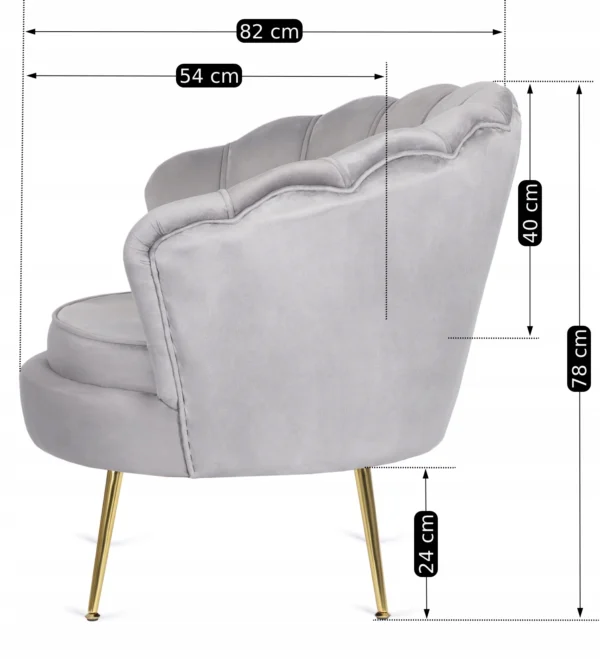 Fotoliu ANGEL din velur gri
