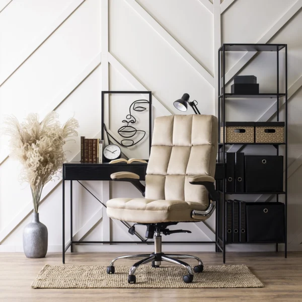 Scaun pivotant LONDON din velur bej